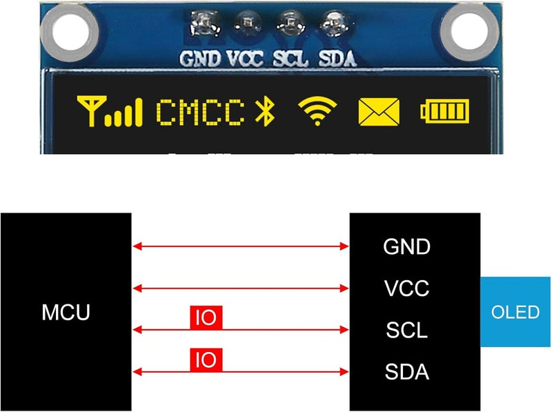 AiTrip 5 قطع شاشة عرض OLED بحجم 0.96 بوصة وحدة شاشات مدمجة مضيئة ذاتيًا لمشاريع أردوينو (أزرق وأصفر) - Image 3